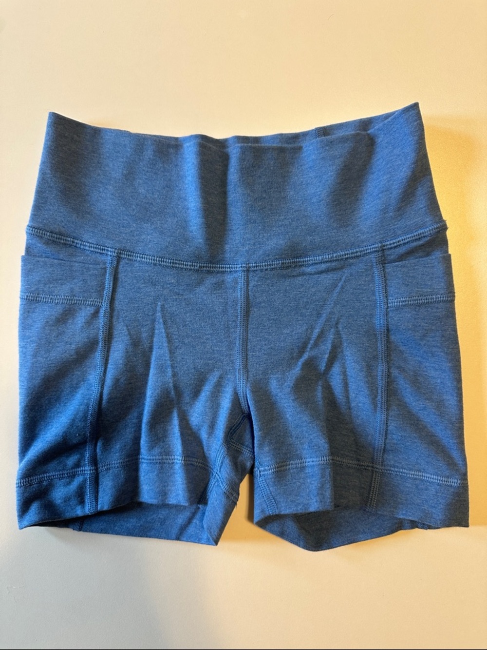 Athleta Heather Slate Blue High-Rise Bike Shorts